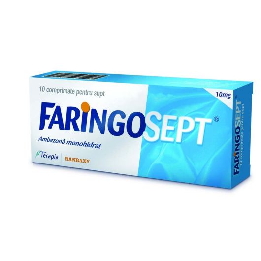 Raceala, gripa si dureri in gat - Faringosept 10 mg, 10 comprimate, Terapia, farmacieieftina.ro