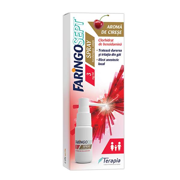 Durere in gat - Faringosept Spray Bucofaringian Sol 3mg/ml X 30 ml, farmacieieftina.ro