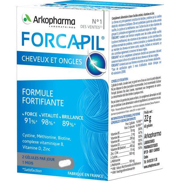 Caderea parului - Forcapil, 60 gelule   Arkopharma, farmacieieftina.ro