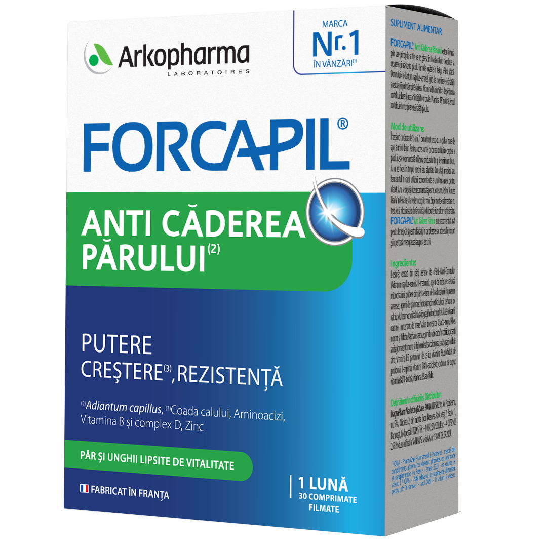Caderea parului - Forcapil Anti Caderea Parului , 30 comprimate Arkopharma, farmacieieftina.ro