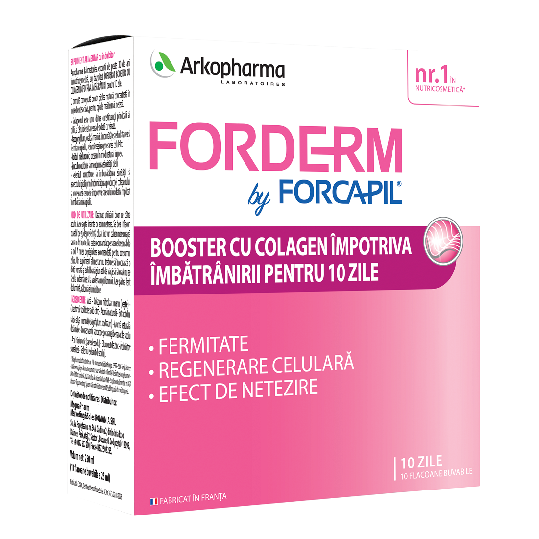 Caderea parului - Forcapil Booster cu Colagen Forderm 10 fiole, Arkopharma, farmacieieftina.ro