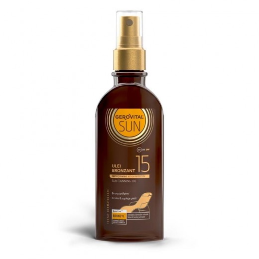 Produse pentru plaja - Gerovital GSun Ulei Brozant SPF15 150ml, farmacieieftina.ro