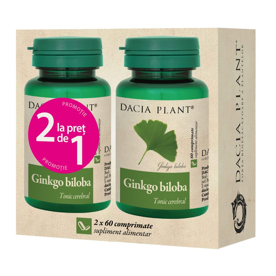 Vitamine, minerale si antioxidanti - Ginkgo Biloba 60 comprimate (1+1) Dacia Plant, farmacieieftina.ro