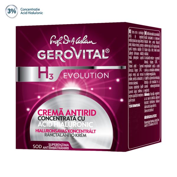 Creme anti-age - Gerovital GH3EV Crema Antirid Concentrata cu Acid Hialuronic Gpf2010, farmacieieftina.ro