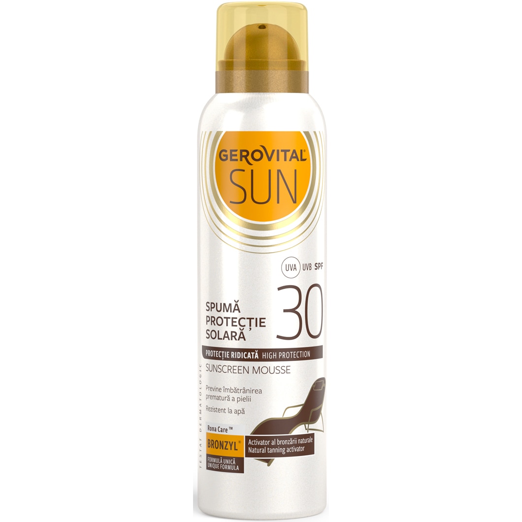 Produse pentru plaja - GPF46450 GSUN Spuma cu Protectie Solara Gerovital Sun, SPF 30, 150 ml, farmacieieftina.ro