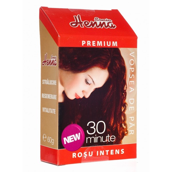 Sampon, balsam si fixativ - Henna Premium Rosu Intens 60 g, farmacieieftina.ro