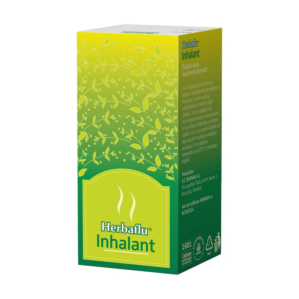 Raceala si gripa - Herbaflu Inhalant, 10 ml, Biofarm, farmacieieftina.ro
