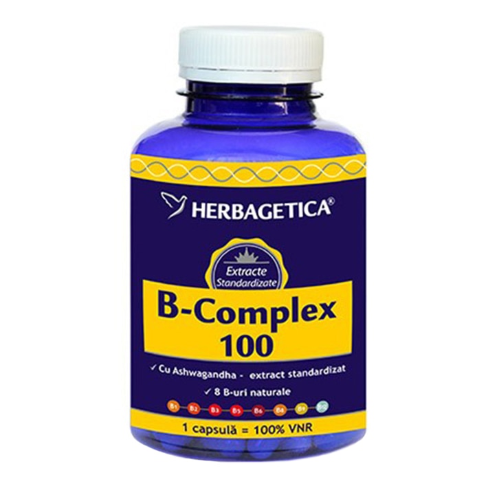 Aport de vitamine si minerale - Herbagetica B Complex 100 , 60 Cps, farmacieieftina.ro