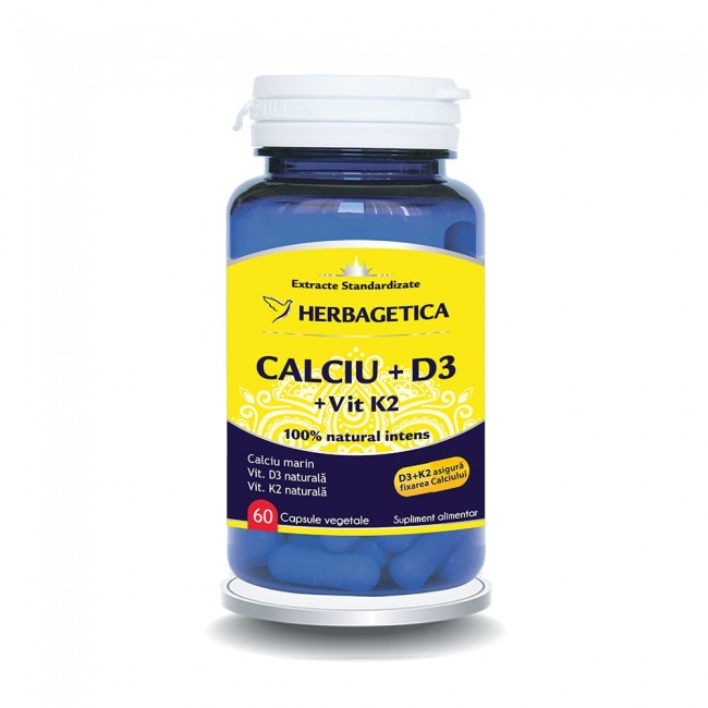 HERBAGETICA CALCIU + D3 CU VIT K2 * 60CPS