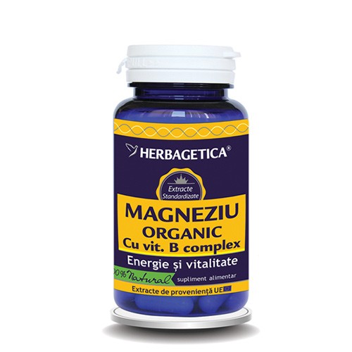 Vitamine, minerale si antioxidanti - Herbagetica magneziu organic b-complex  ,30 capsule, farmacieieftina.ro