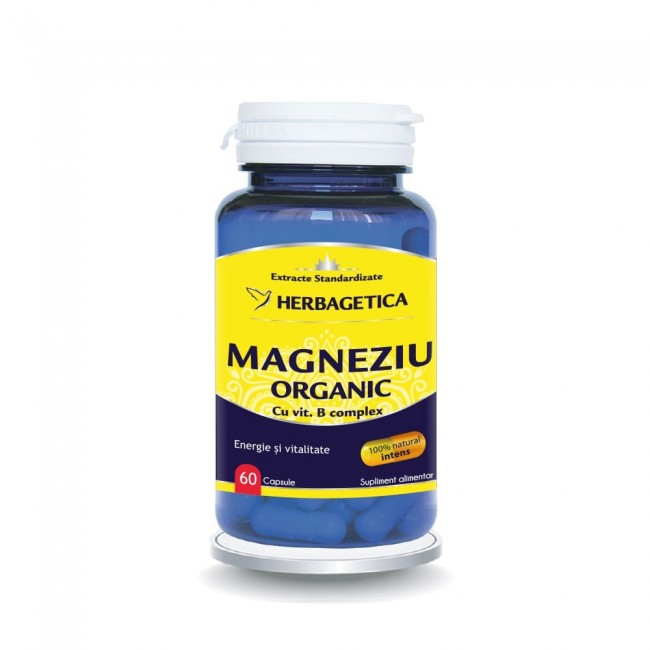 Vitamine, minerale si antioxidanti - Herbagetica magneziu organic b-complex  ,60 capsule, farmacieieftina.ro