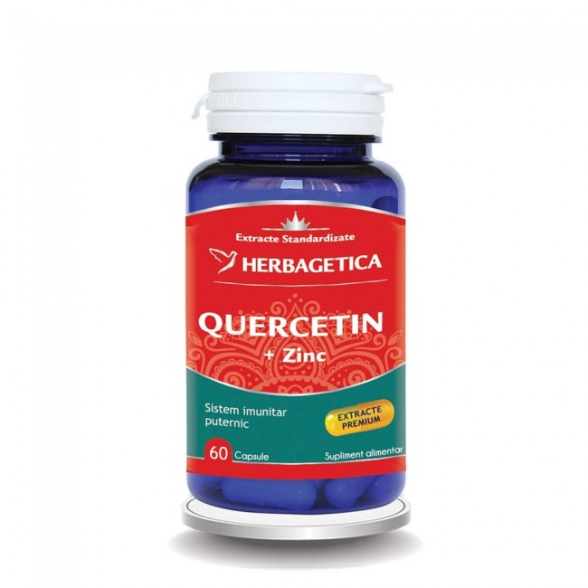 Raceala si gripa - Quercetin Plus Zinc, 60 Capsule, Herbagetica, farmacieieftina.ro
