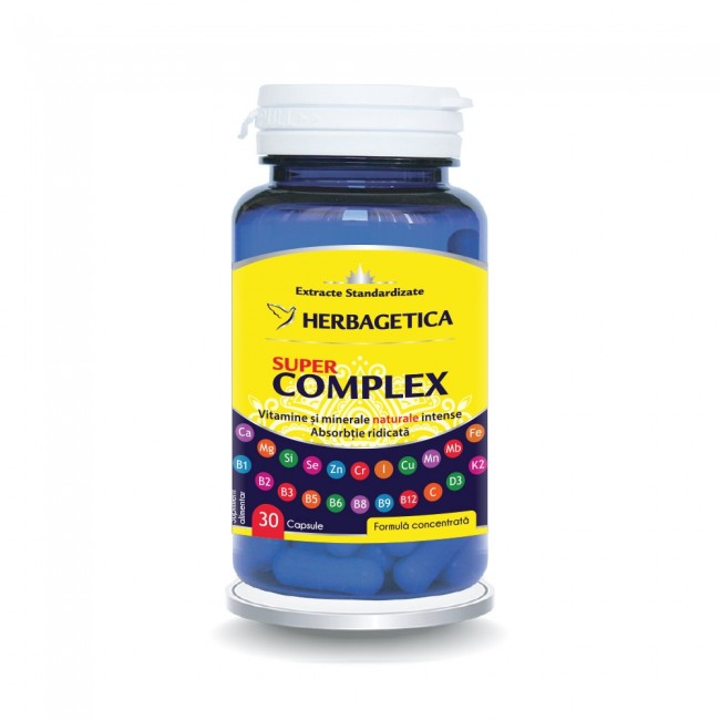 Vitamine, minerale si antioxidanti - Herbagetica super complex , 30 capsule, farmacieieftina.ro