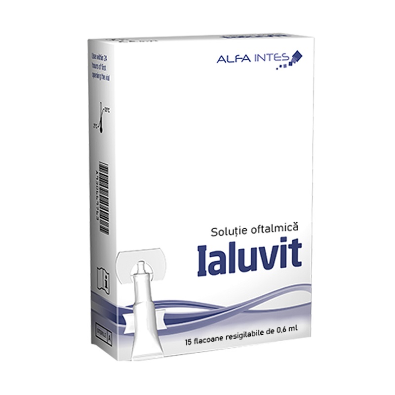 Ochi uscat - Ialuvit Solutie Oftalmica 0,6 ml x 15 fl  Alfa Intes, farmacieieftina.ro