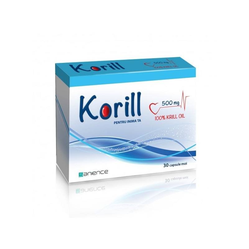 Scaderea colesterolului - Korill Ulei Pur de Krill, 500 mg, 30 Capsule, Sanience, farmacieieftina.ro