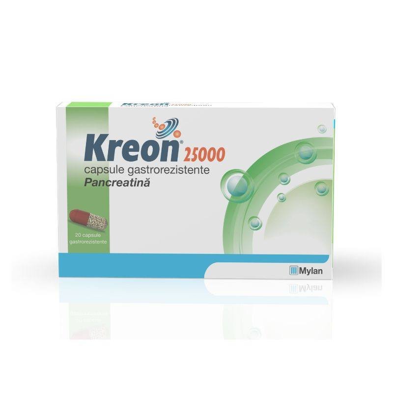 Digestie usoara - KREON 25000 300MG CTX20 CPS GASTROREZ MYLAN, farmacieieftina.ro