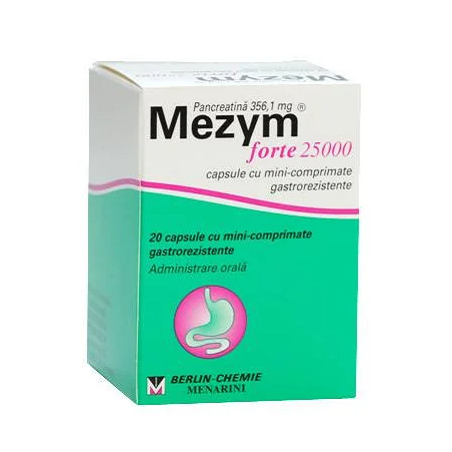 Afectiuni digestive si intestinale - Mezym 25000, 20 Comprimate, Berlin-Chemie, farmacieieftina.ro