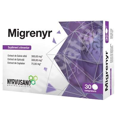 Durere, Nevralgie - Migrenyr, 30 Comprimate, Nyrvusano, farmacieieftina.ro