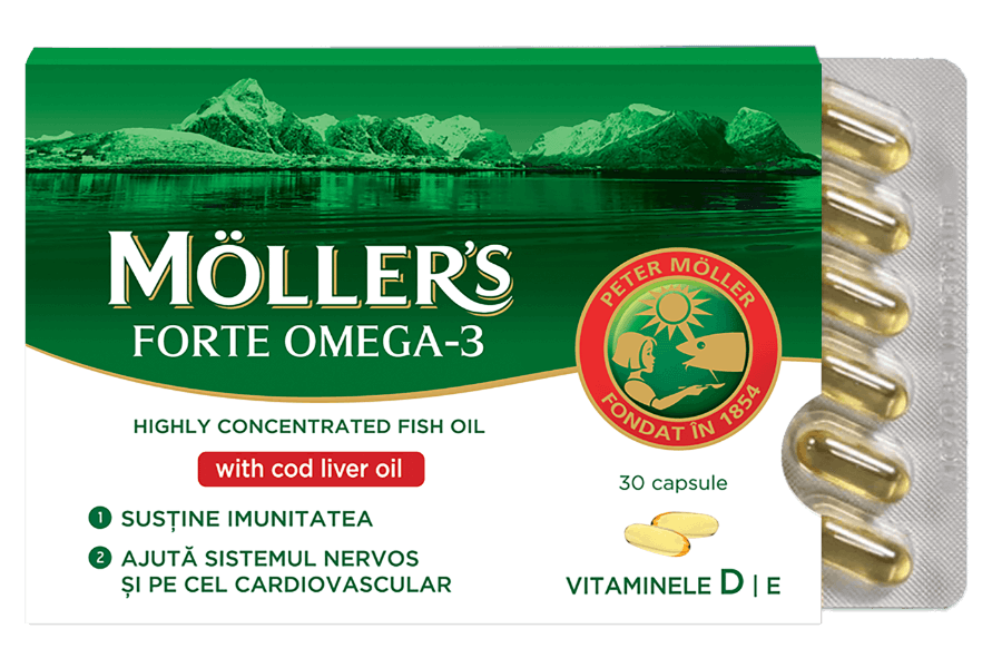 Tonice generale - Mollers Forte Omega 3 + Cod Liver Oil , 30 capsule, farmacieieftina.ro