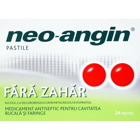 Durere in gat - Neo Angin Fara Zahar, 24 Pastile, Divapharma, farmacieieftina.ro
