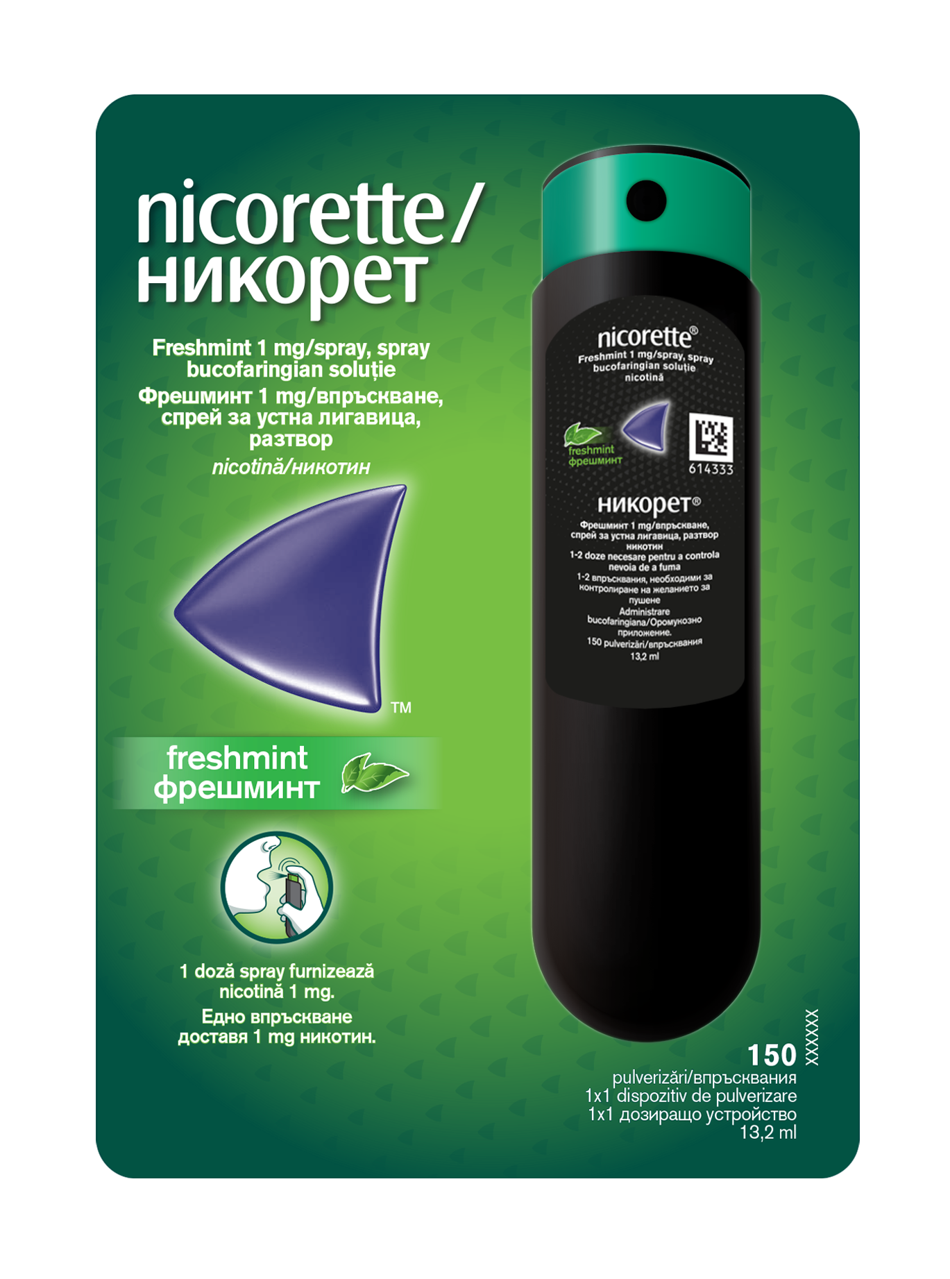 Antitabac - Nicorette Freshmint 1mg, Spray,  13.2ml, farmacieieftina.ro