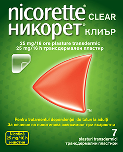 Antitabac - Nicorette Plasturi  Clear 25 mg/16 h x 7 plicuri, farmacieieftina.ro