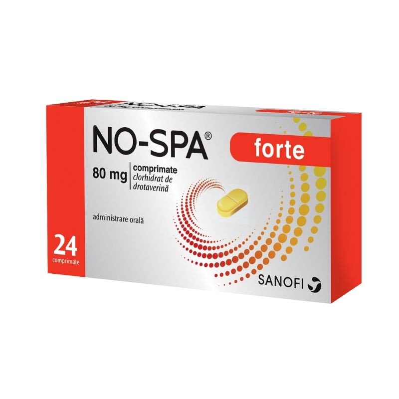 Afectiuni digestive si intestinale - No-Spa Forte 80 mg, 24 Comprimate, Sanofi, farmacieieftina.ro