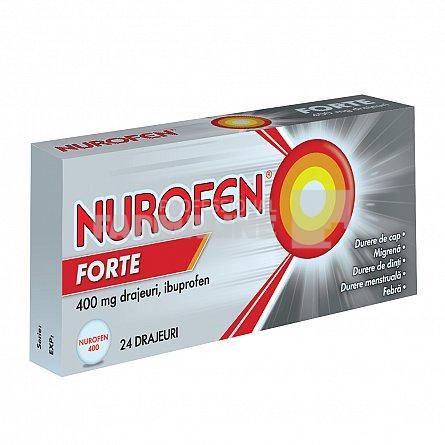 Durere, Nevralgie - Nurofen Forte 400 mg, 24 Drajeuri, Reckitt Benckiser, farmacieieftina.ro