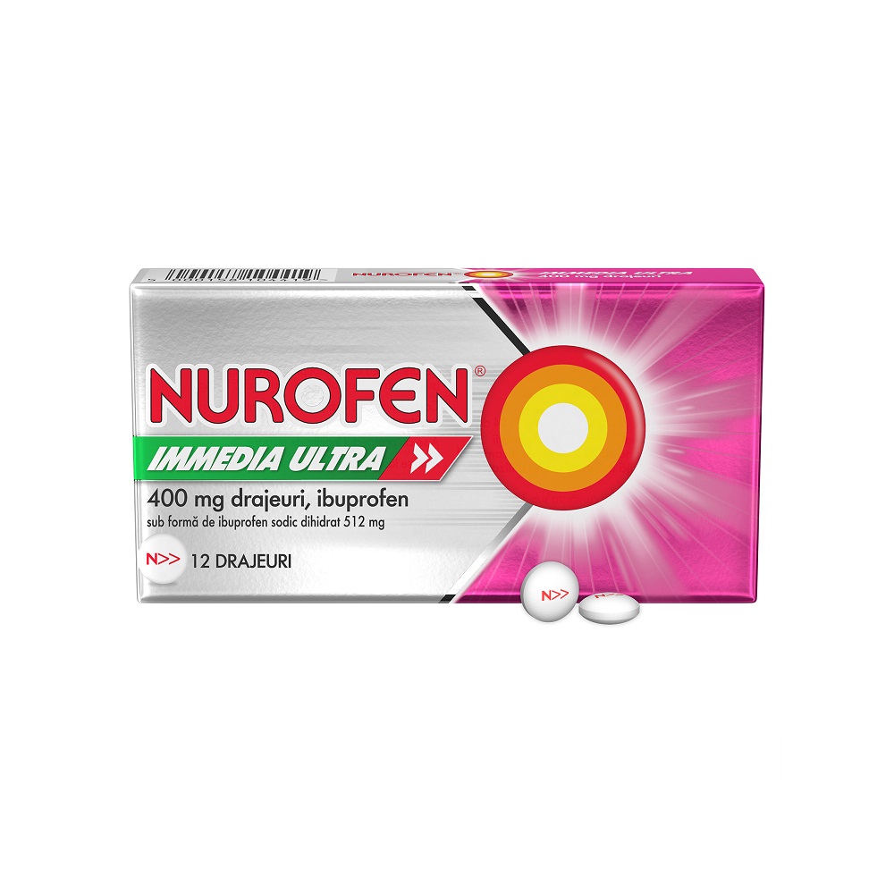 Durere, Nevralgie - Nurofen Immedia Ultra, 400 mg, 12 drajeuri, farmacieieftina.ro