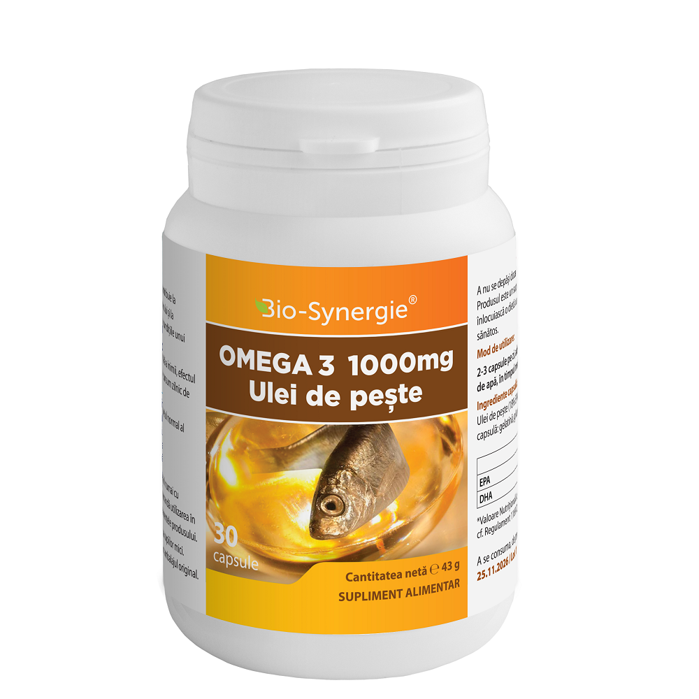 Omega 3 ulei de somon + vitamina E, 30 capsule, Bio Synergie