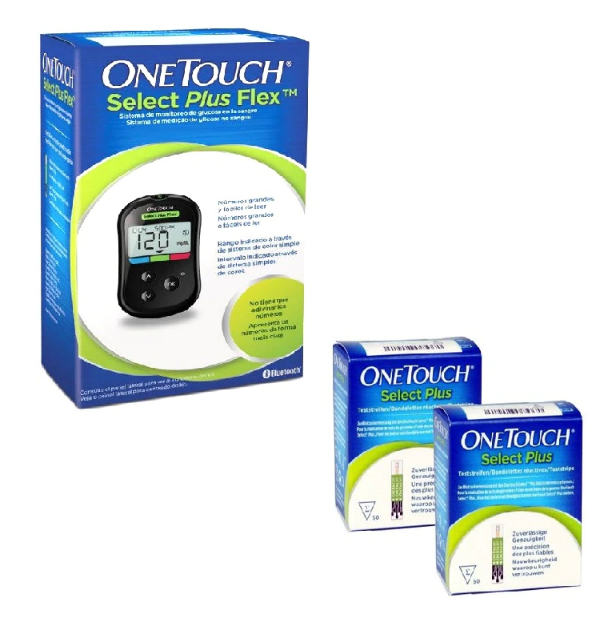 Glucometre - Pachet 2 Cutii Teste One Touch Select + Glucometru One Touch Select Plus Flex, farmacieieftina.ro