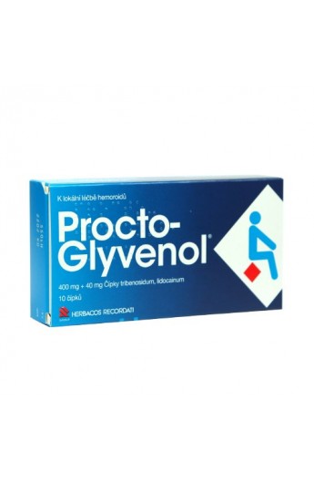 Afectiuni hemoroidale - Procto-Glyvenol, 400 mG+ 40 mg, 10 Supozitoare, Recordati, farmacieieftina.ro