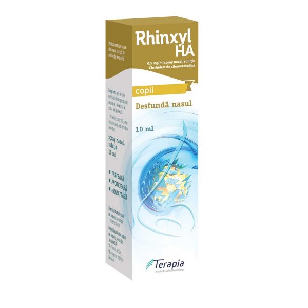 Nas infundat - Rhinxyl Ha Spray Nazal pentru Copii 0.05%, 10ml, Terapia, farmacieieftina.ro
