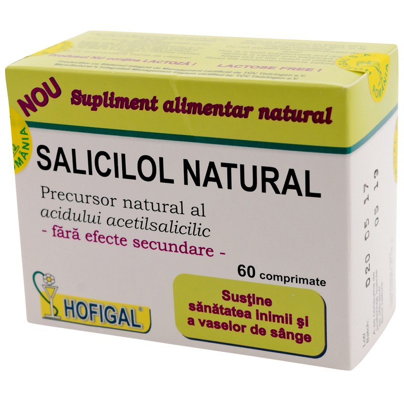 Articulatii, sistem osos si muscular - Salicilol Natural, 60 Tablete, Hofigal, farmacieieftina.ro