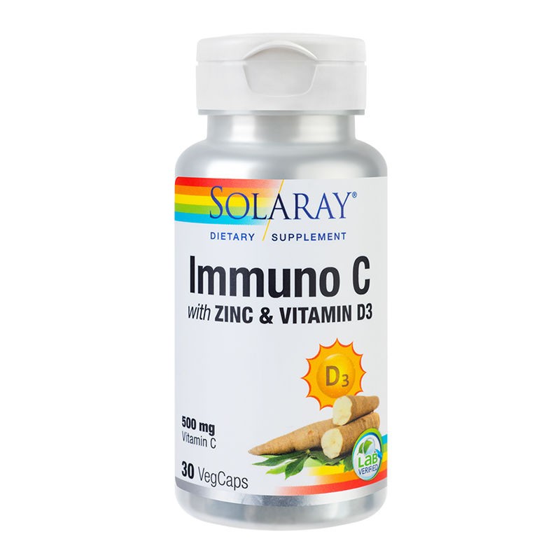 Imunitate scazuta - Secom Immuno C Plus Zinc si Vitamina D3, 30 capsule vegetale, Solaray, farmacieieftina.ro