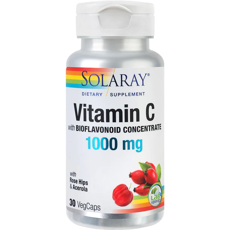 Imunitate scazuta - Secom Vitamin C 1000m, 30 capsule Solaray, farmacieieftina.ro