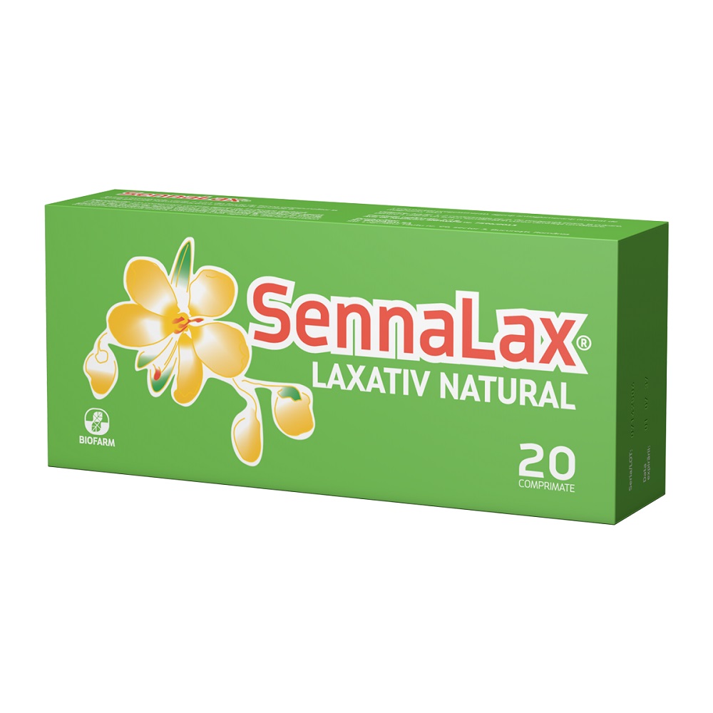 Constipatie - Sennalax, 20 Comprimate, Biofarm, farmacieieftina.ro