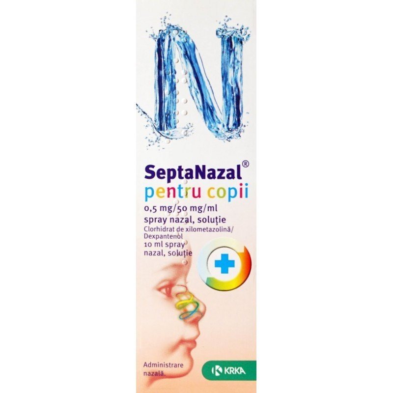 Nas infundat - Septanazal Spray Nazal pentru Copii 0.5mg / 50mg / ml, 10 ml, farmacieieftina.ro