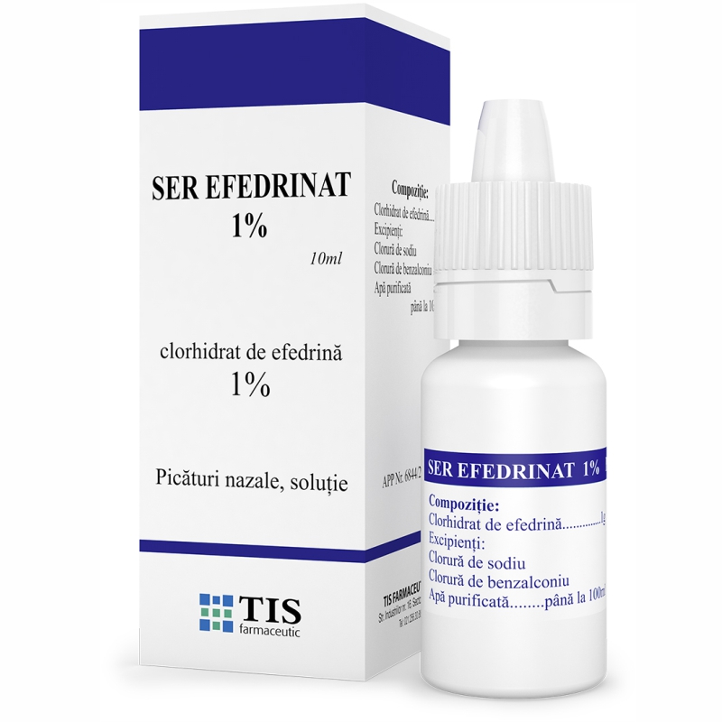 Afectiuni respiratorii - Ser Efedrinat 10mg/ml Picaturi Nazale 1%, 10ml, Tis Farmaceutic, farmacieieftina.ro