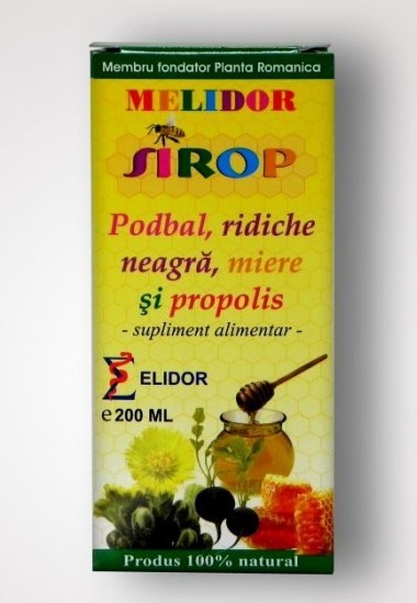 Afectiuni respiratorii - Sirop Podbal cu Ridiche Neagra Miere si Propolis, 200 ml, Elidor, farmacieieftina.ro