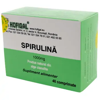 Vitamine, minerale si antioxidanti - Spirulina 1000mg ,40 comprimate, farmacieieftina.ro