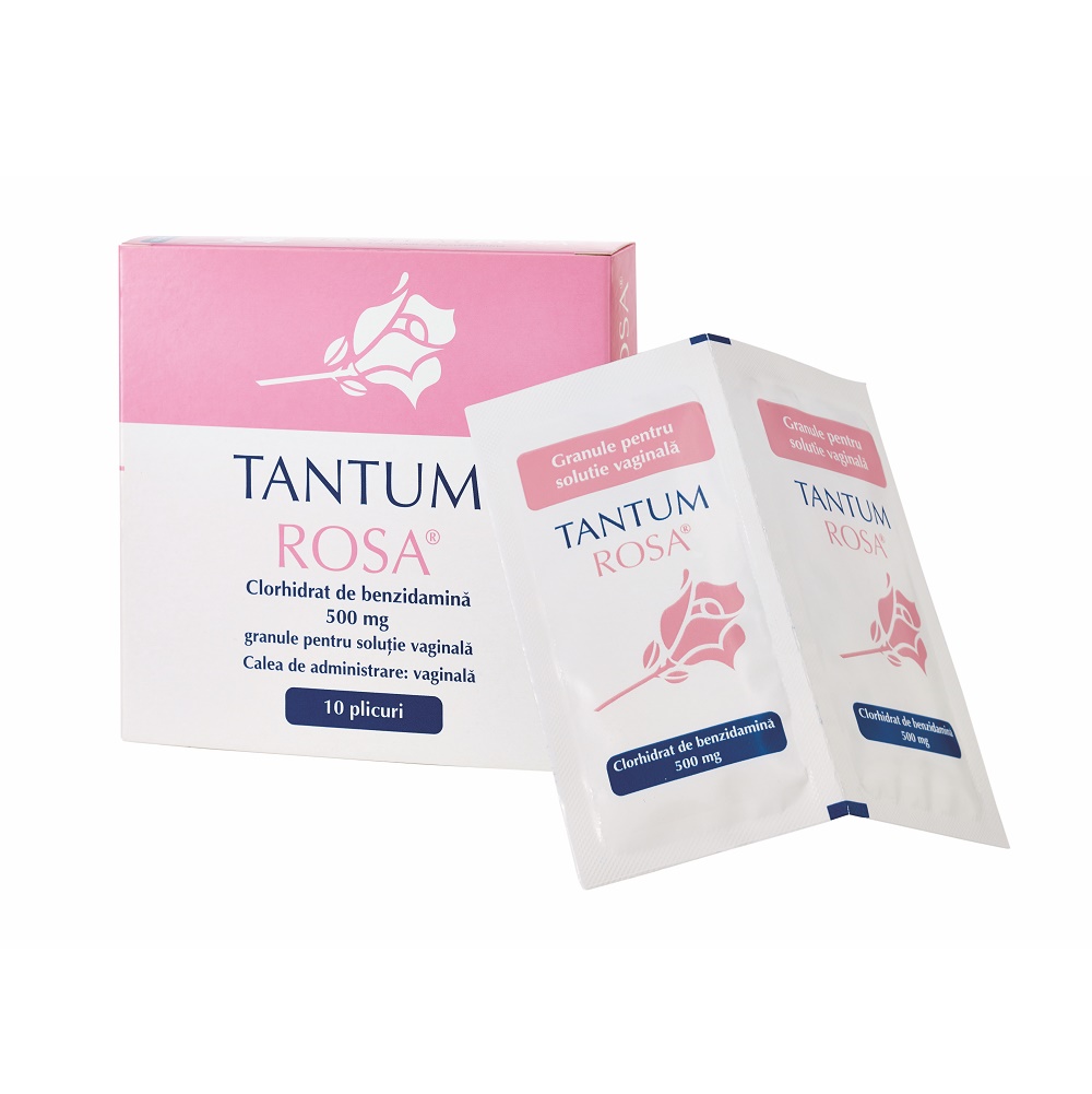 Afectiuni genitale - Tantum Rosa, 500 mg Granule pentru Soluție Vaginală, 10 Plicuri, Angelini, farmacieieftina.ro