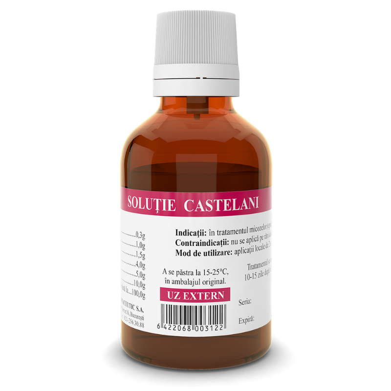 Arsuri, rani si cicatrici - Solutie Castelani, 25 ml, Tis Farmaceutic, farmacieieftina.ro