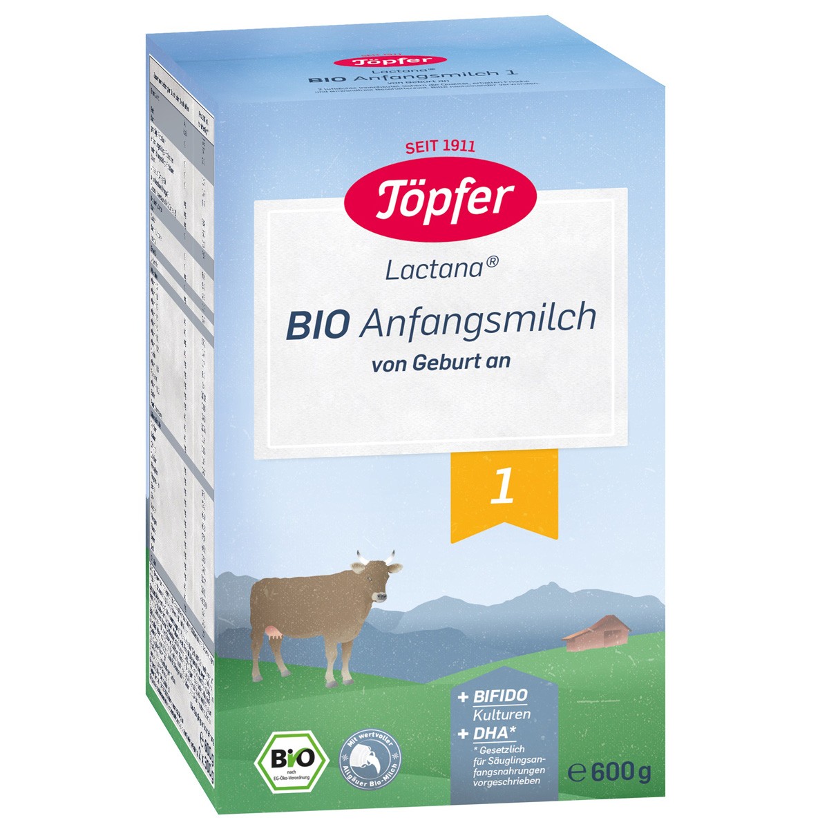 Topfer Lapte Praf Bio 1, 600 gr