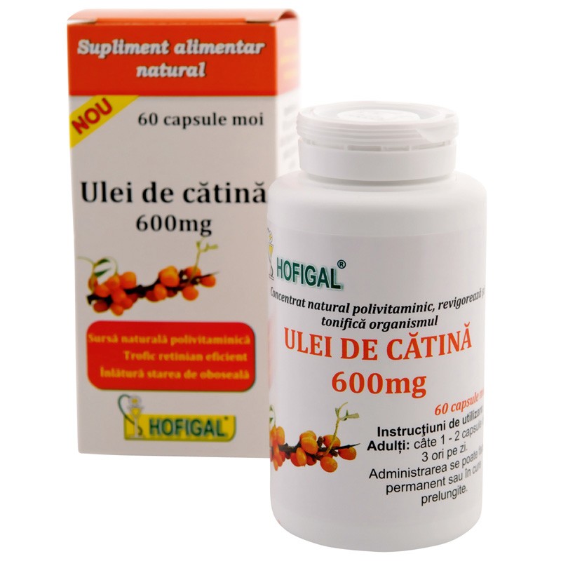 Aport de vitamine si minerale - Ulei de catina 600mg ,60,capsule, farmacieieftina.ro