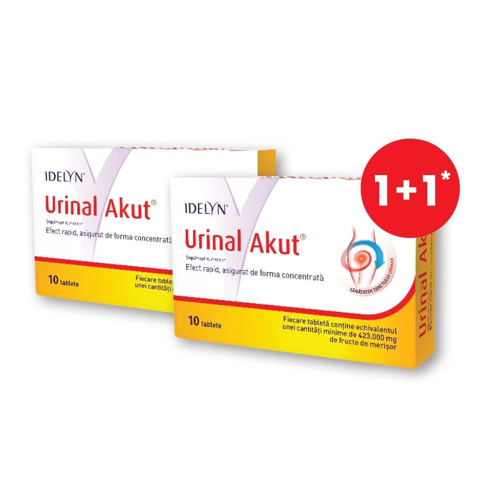 Afectiuni renale si urologice  - Urinal Akut  10 Tablete Pachet, a doua cutie cu 50 % reducere, farmacieieftina.ro