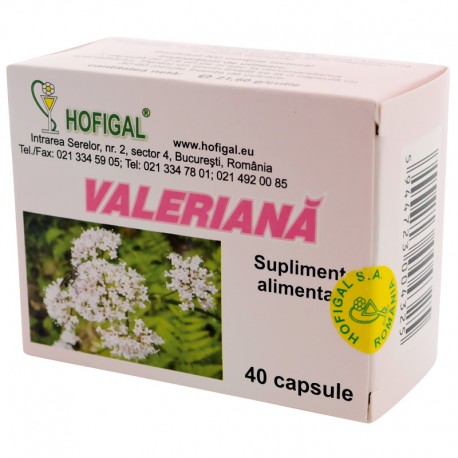 Tulburari de somn, oboseala si stres - Valeriana , 40 capsule, farmacieieftina.ro