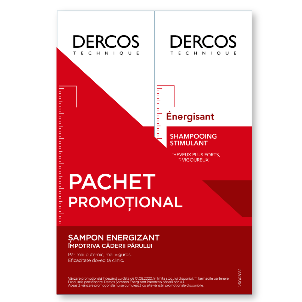 Caderea parului - Vichy Dercos Bi-Pack Sampon Energizant Impotriva Caderii Parului  2 X 200ml , farmacieieftina.ro