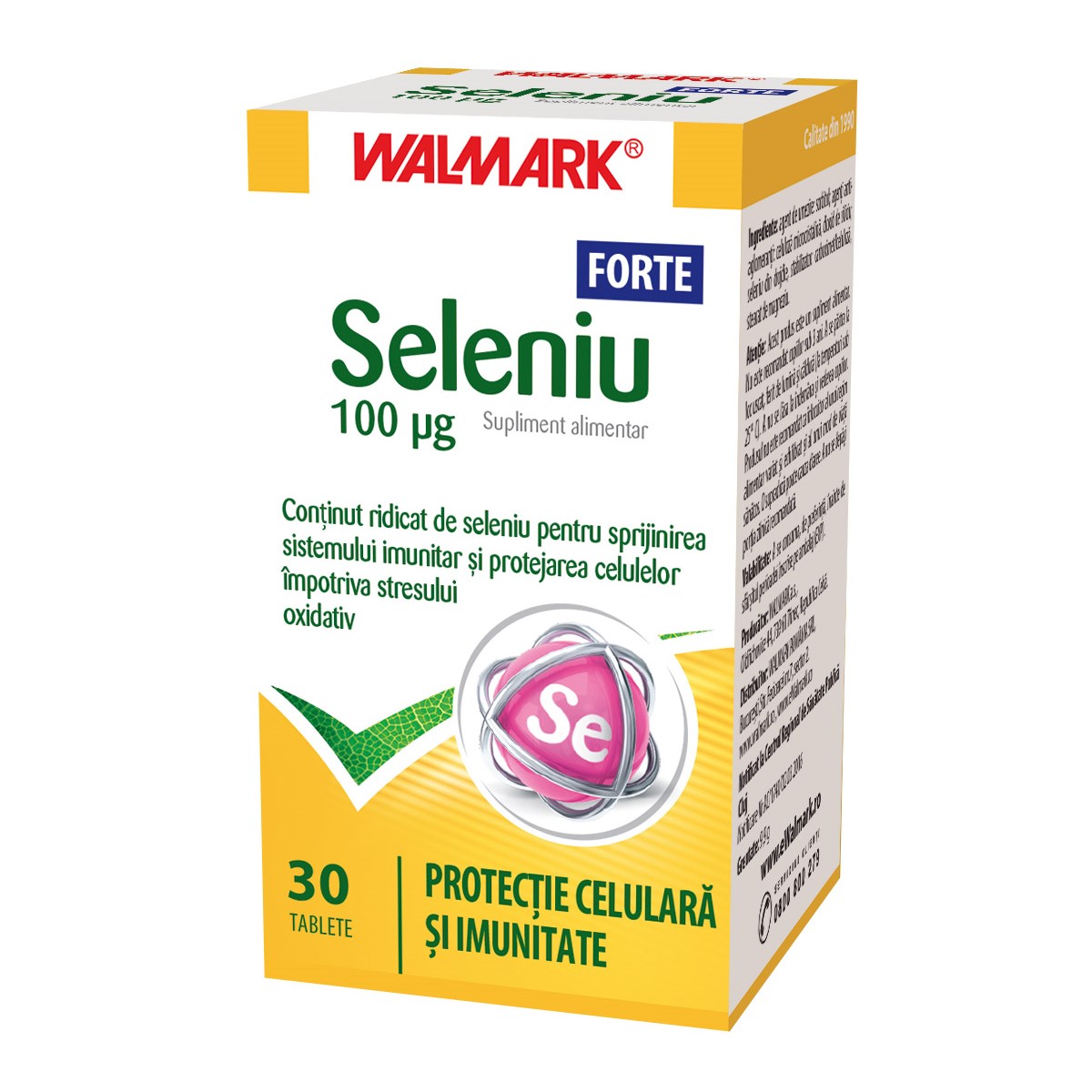 Vitamine pentru par, piele si unghii - Walmark Seleniu Forte 100 micrograme, 30 capsule, farmacieieftina.ro