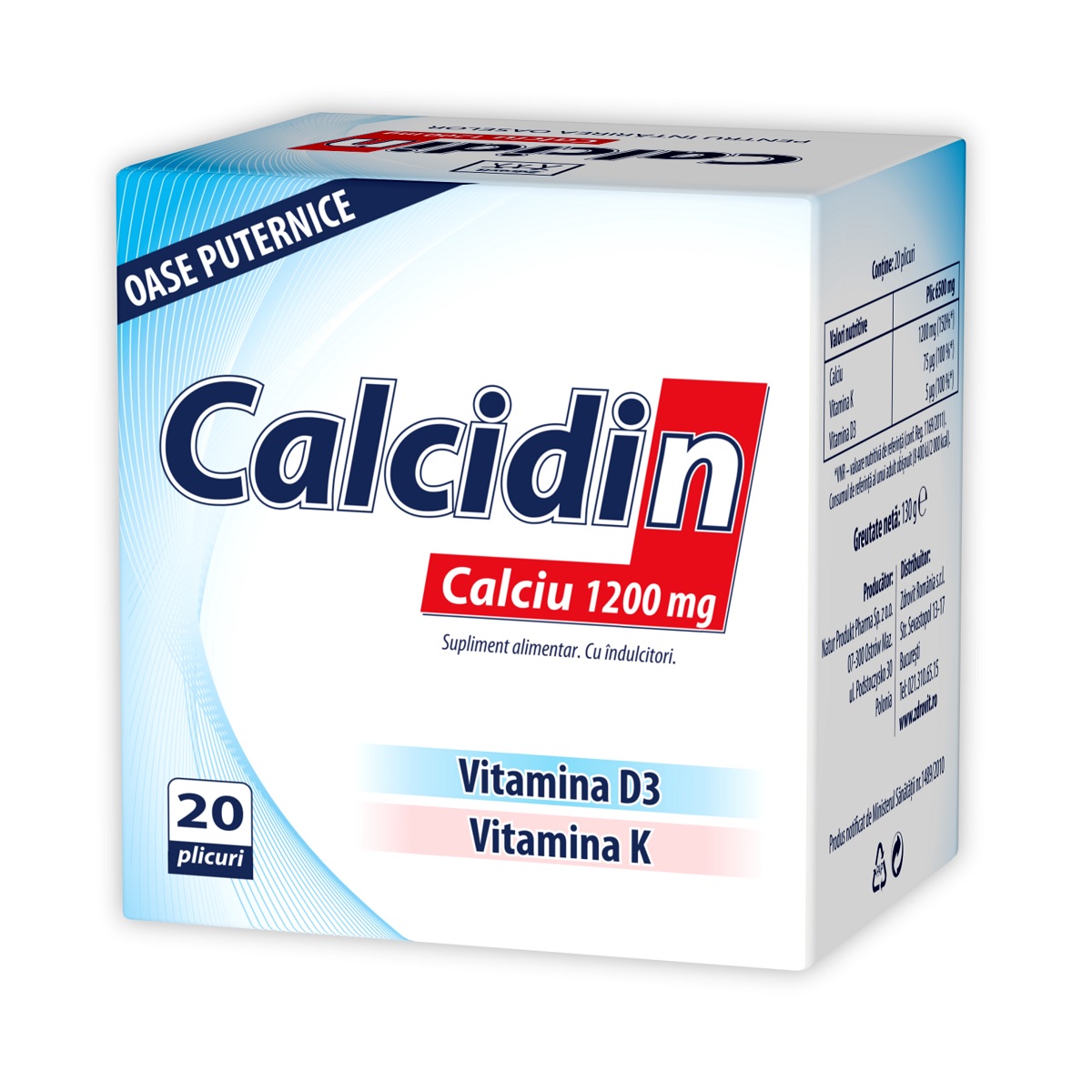 Vitamine, minerale si antioxidanti - Zdrovit Calcidin + Vitamina D3 + Vitamina K 20 plicuri, farmacieieftina.ro